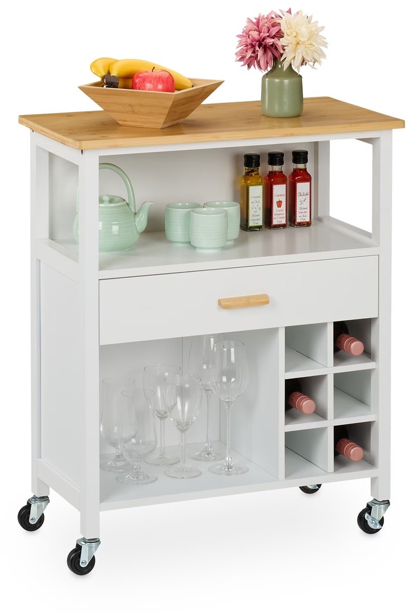Keukenkast in Wit/Natuurlijk - (B)65 x (H)80 x (D)35 cm