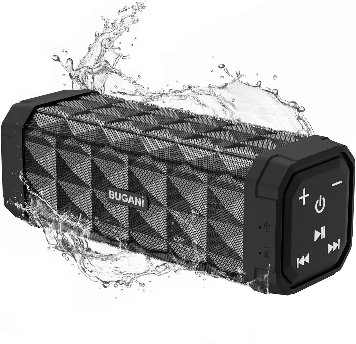 BUGANI Bluetooth Speaker - Draadloze Muziekbox - 24W Krachtige Bass - 24 Uur Speeltijd - Bluetooth 5.4 - IPX5 Waterbestendig - Handsfree Bellen - Zwart
