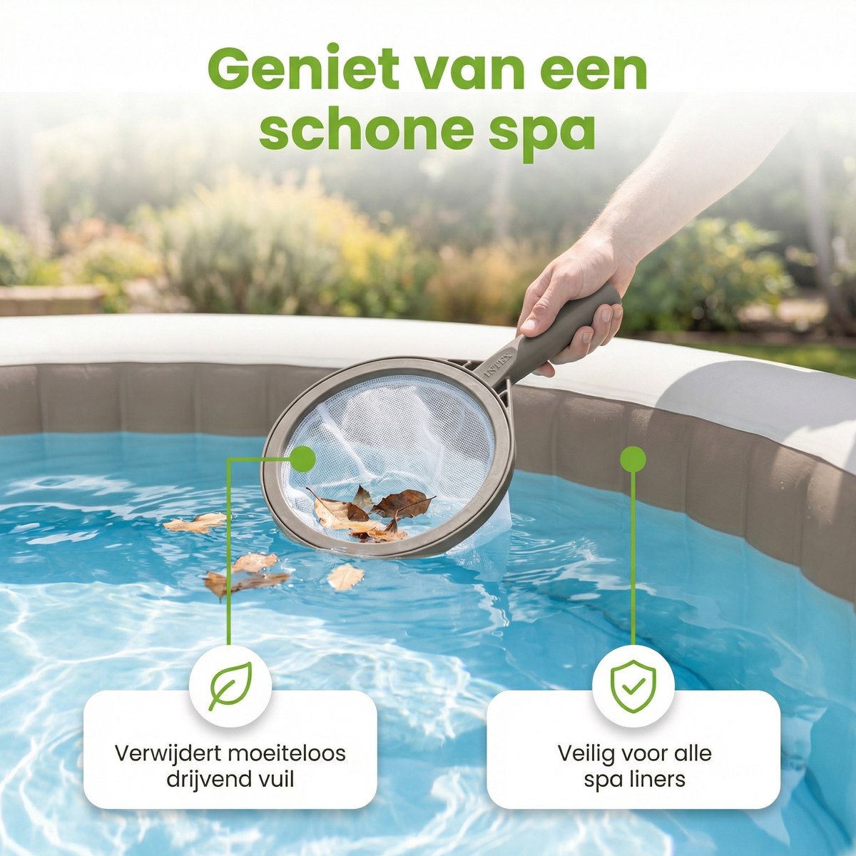 Zwembad Onderhoudspakket - Onderhoud Zwembad - bevat Stofzuiger - Scrubpad - Schepnet - Borstel - Testrips - Chloordrijver - Chloor - PH-min en PH-plus (7-delig) – foto 7