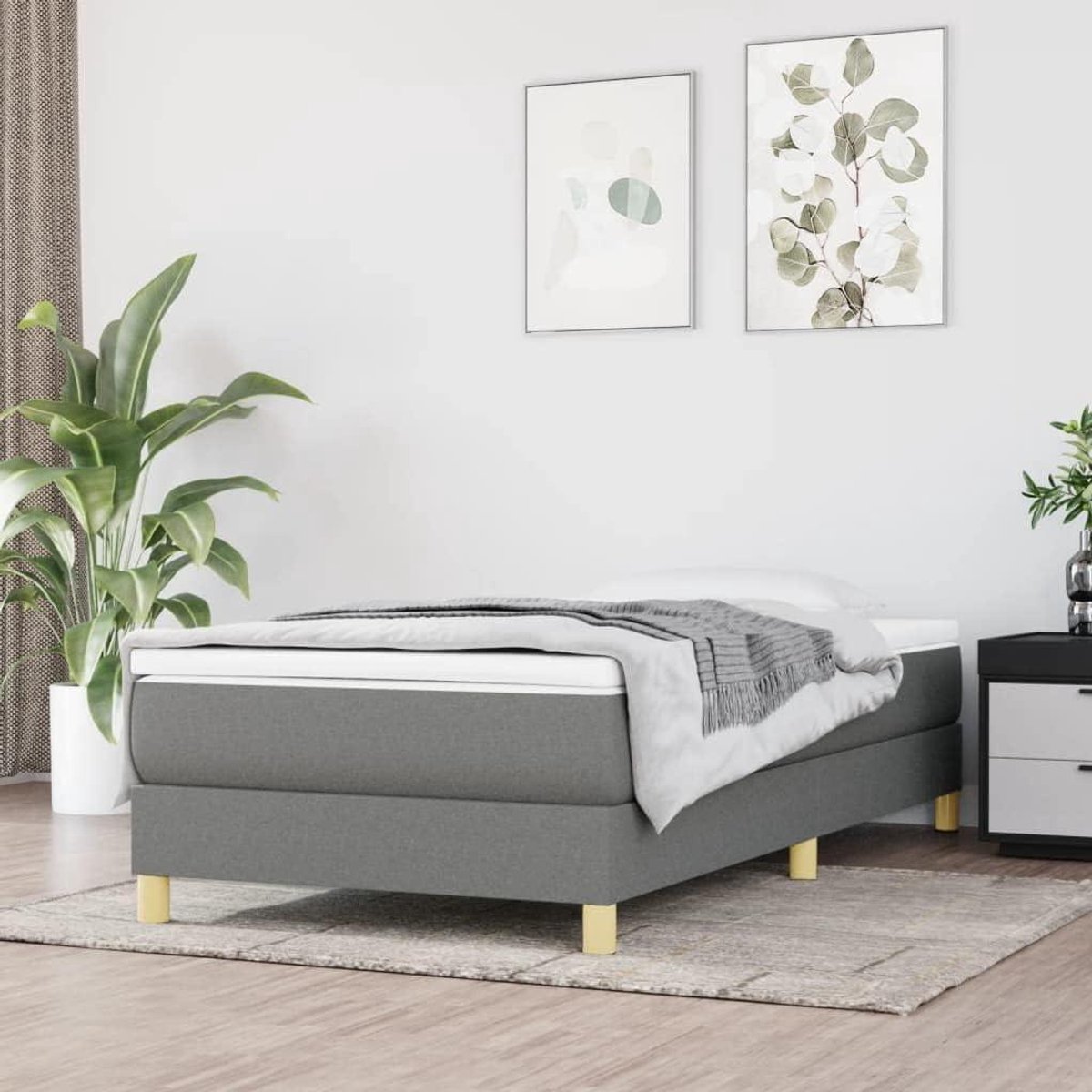 Boxspring Bed - Bedframe Met Matras - Comfortabel Slapen - Individuele Pocketvering - 90 x
