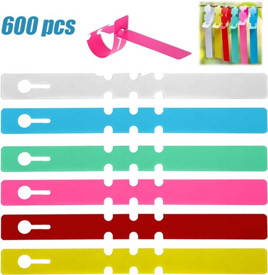 600 pcs - Steeketiketten - Plantlabels plastic - Plant labels tuin - Gekleurd - Waterdicht - Herbruikbaar Voor Bomen, Groenten & Bloemen - 2x21cm