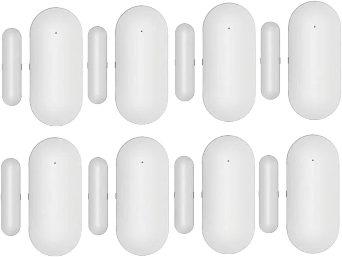 Deuralarmen - Raamsensor - Huisbeveiliging - Draadloze Sensoren - 8 stuks - Wit