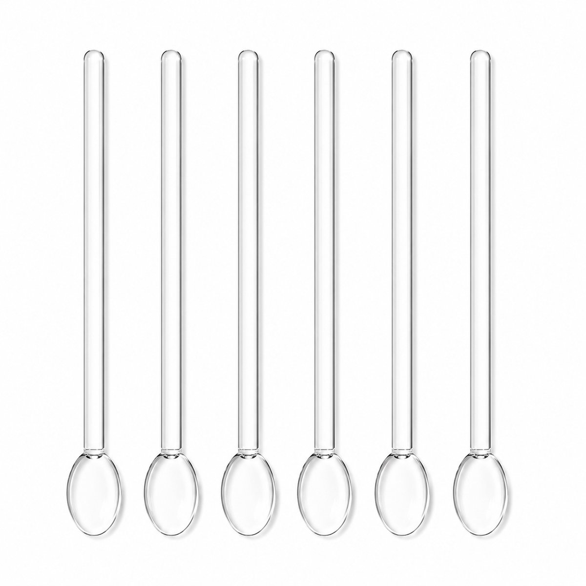 Mevaz Glazen Lepels Set van 6 – Transparante Koffielepels – Lange Dessertlepels – Roerlepels voor Koffie, Thee, IJs & Gebak – Luxe Design