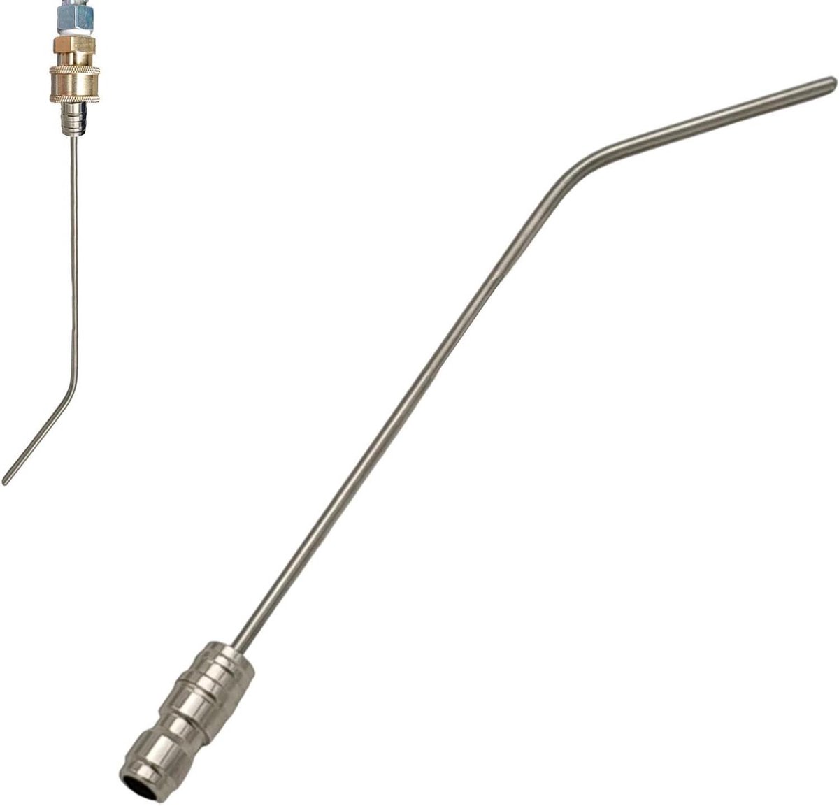 Hogedruksproeier Mondstuk - Snelkoppeling Set - Buiten Reinigen - Roestvrij Staal - 21 cm - Zilver