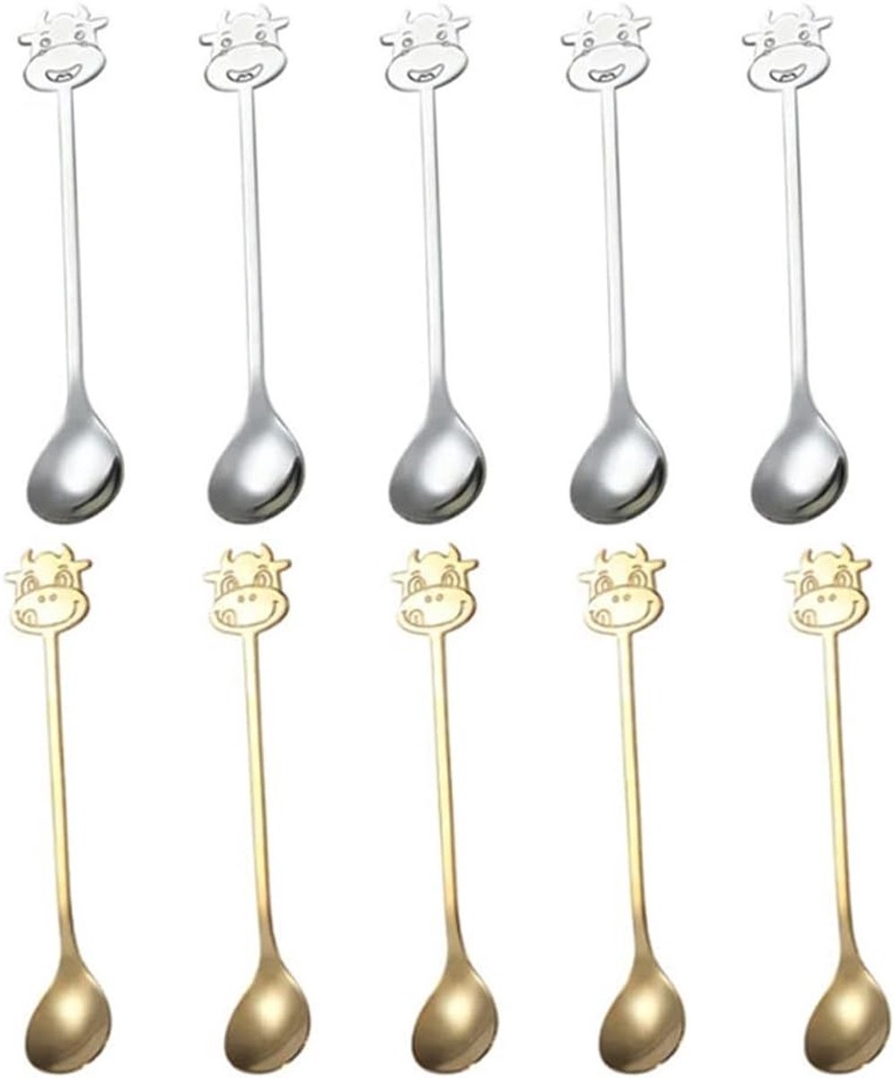 Set van 10 Dessertlepels van RVS - 14.5 cm Theelepels voor Koffie en Toetjes, Vaatwasserbestendig, Ideaal voor Thuis en Horeca