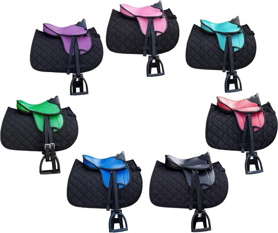 Houten paard zadelset - Pony zadel - Kinderspel - Extra veilige grip - 25 kg - Zwart Houten paard zadelset - Pony zadel - Kinderspel - Extra veilige grip - 25 kg - Zwart