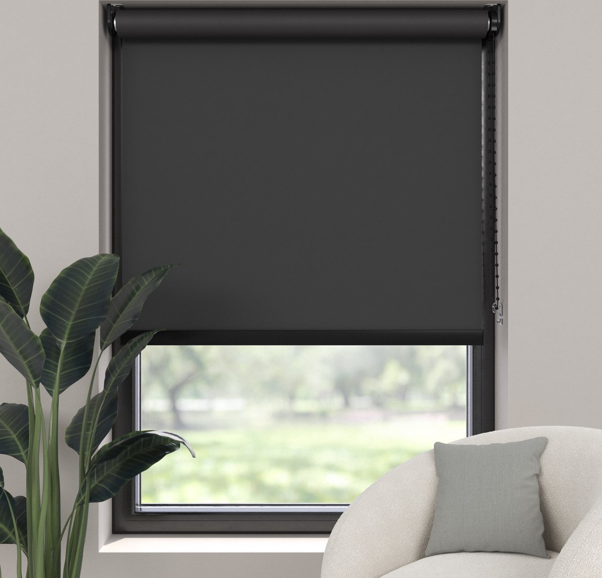 Dutchblinds Rolgordijn - verduisterend - Zwart - 60x190cm - Raamdecoratie op maat