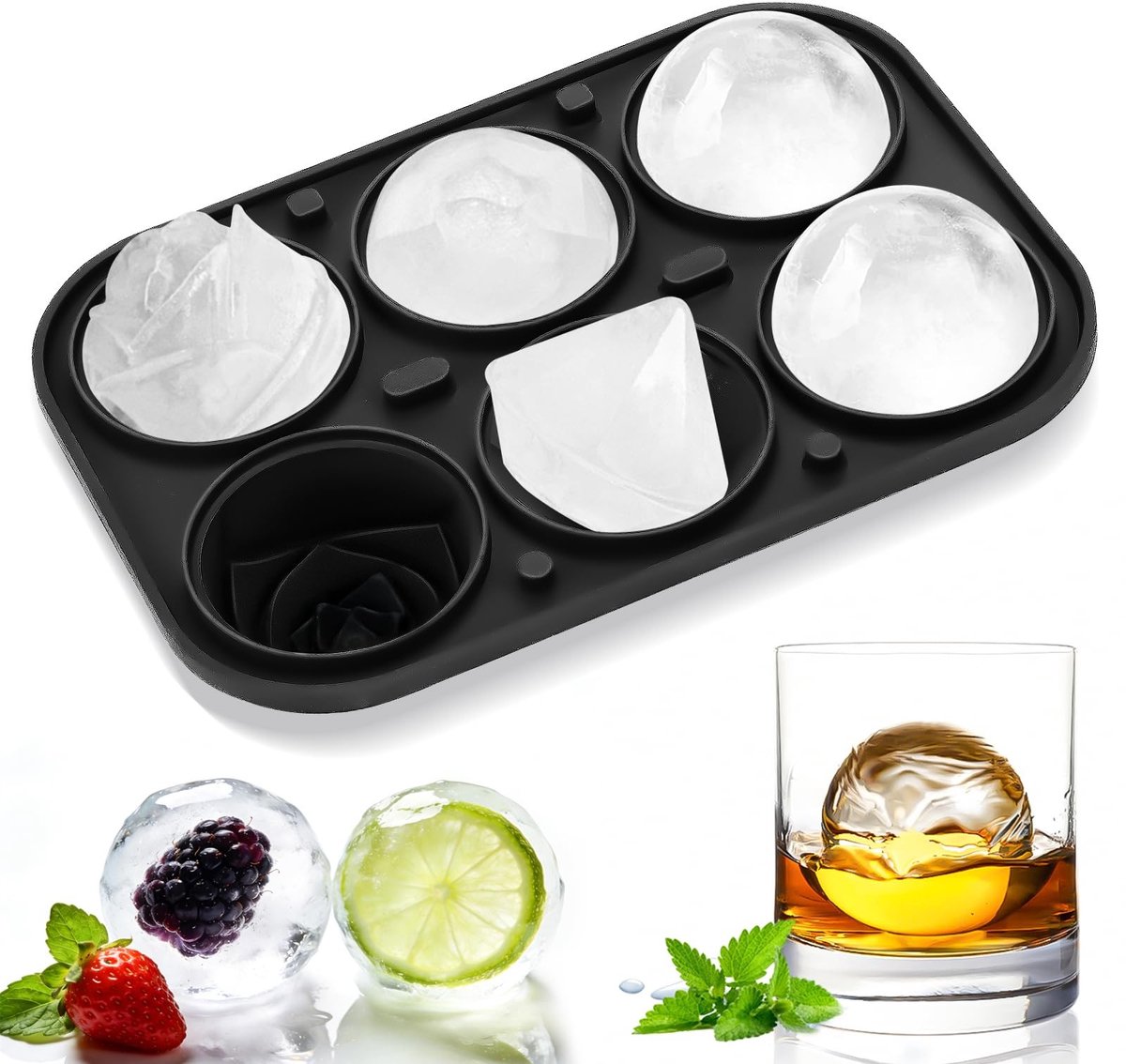 Dailygoods- IJsblokjesvorm 3D Rozen - IJsblokjeshouder - IJsblokjesvormen voor Whisky - 6-gaats Groot - Roze IJsblokjesvorm - Diameter 5 cm - Ijsblokjesbakje