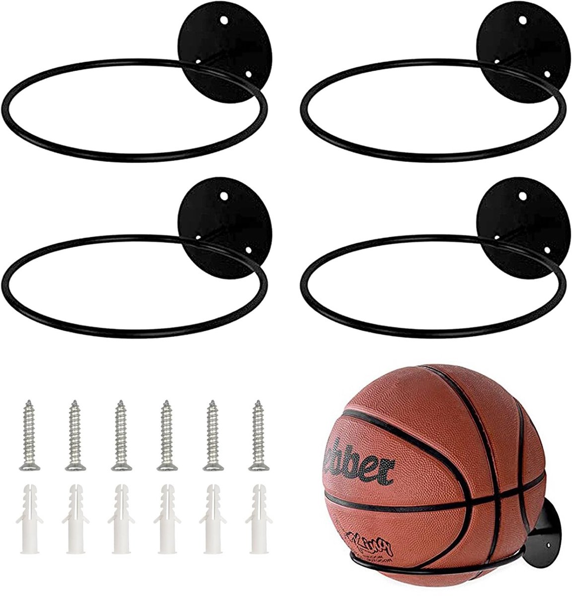Dailygoods- Balhouder Stabiel en Duurzaam - Wandhouder - Voetbalhouder - Basketbalhouder - Volleybalhouder - Ruimtebesparend - Inclusief Schroeven - Balstandaard