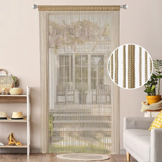 Kralengordijn Macramé Deur - 90x200 cm - Handgemaakt Vliegengordijn met Houten Kralen - Retro Boho Deurgordijn voor Slaapkamer, Woonkamer & Terras — afbeelding 5