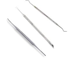 DW4Trading Ensemble Professionnel de Pédicure et Manucure de 3 Pièces : Excavateur Incurvé, Lime Coudée, Repousse-cuticules