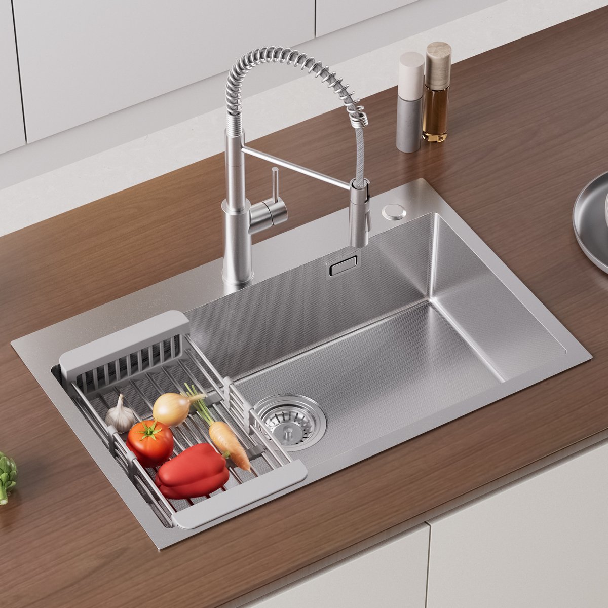 CECIPA max Spoelbak Keuken - Enkele Gootsteen RVS Onderbouw - Grote Wasbak Geborsteld Roestvrij Staal - Met Sifon - 70x45CM