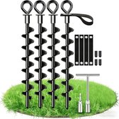 Grondanker Verankeringsset - Universele Trampoline Verankeringsset - 38cm - 4 stuks - Robuuste Haringen - windbestendig & Roestbestendig - Draai-versie - voor tenten, schommels, luifels en kamperen