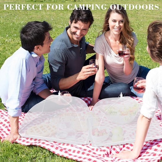 Daity 2 Stuks Vliegenkap - Opvouwbare Voedselhoes - Outdoor Mesh Food Covers - 12 Inch Fijn Vliegennet voor Fruit - voor Buiten Picknick、Feest - Wit — afbeelding 4