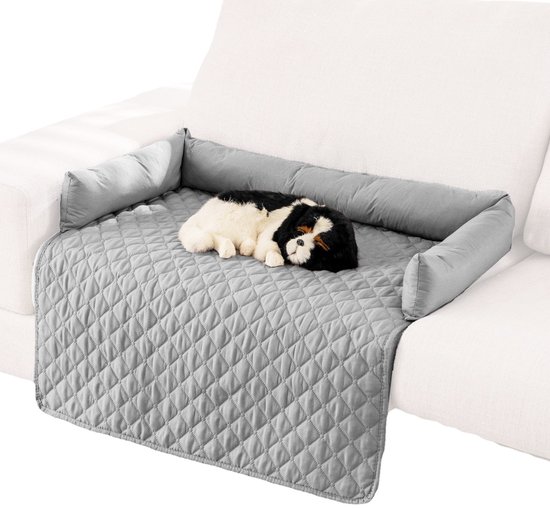 Waterdichte Hondendeken voor Auto & Bank - Premium Ultrasoon Gewatteerde Hondenmat - Kofferbakbeschermer & Benchmat - Antislip & Wasbaar - 90x120 cm - Lichtgrijs
