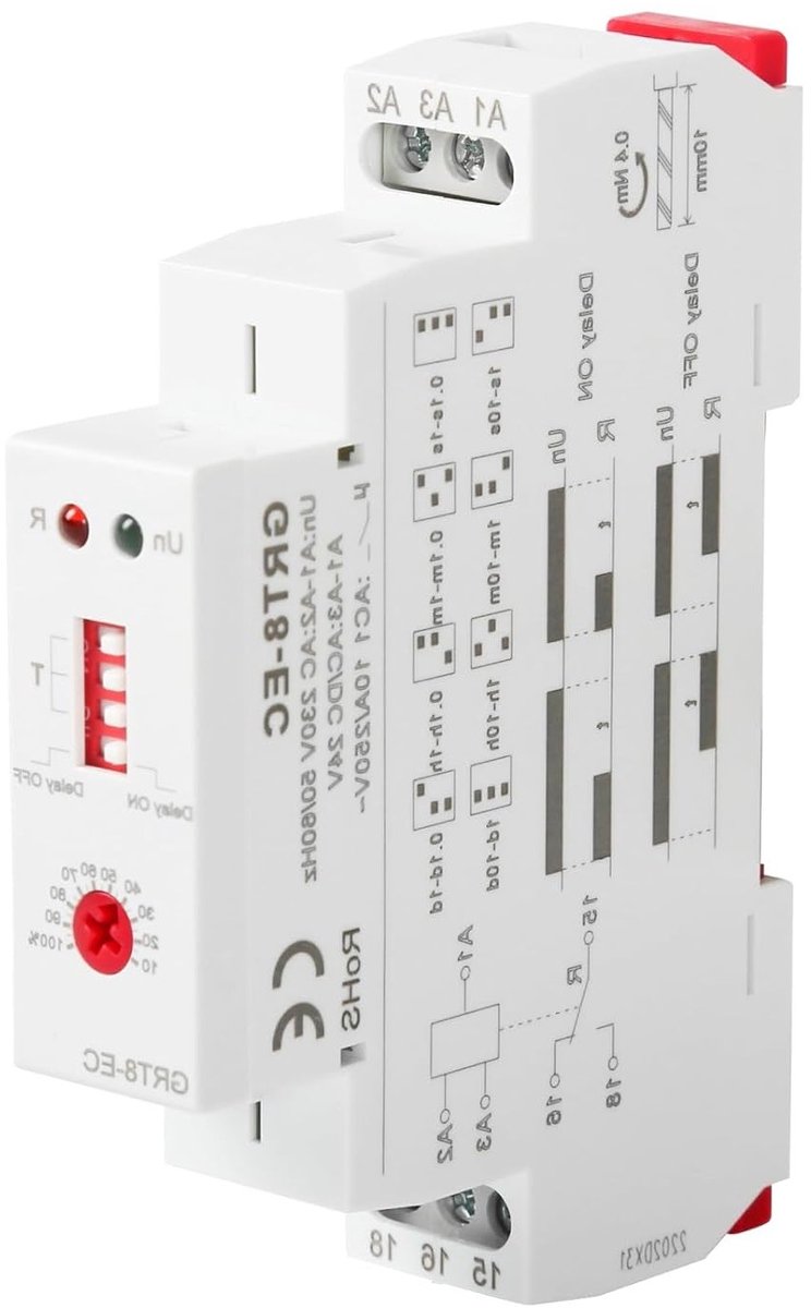 Tijdvertraging relais AC220V/DC24V, enkelvoudige functie timer voor DIN-rail montage, betrouwbaar en efficiënt