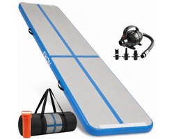 Exon® AirTrack Pro 4 Meter- Gymmat - Meter 400x100x10 CM - Turnmat - Speelmat - Sporten & Spelen - Buiten & Binnen - Turnen - Waterproof - Incl. Elektrische Pomp - Blauw