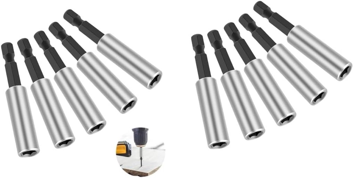 Magnetische Bit Extensies - Bit Houders - Klus Klaren - Sterke Magneet - 12 Stuks - Zilverkleurig