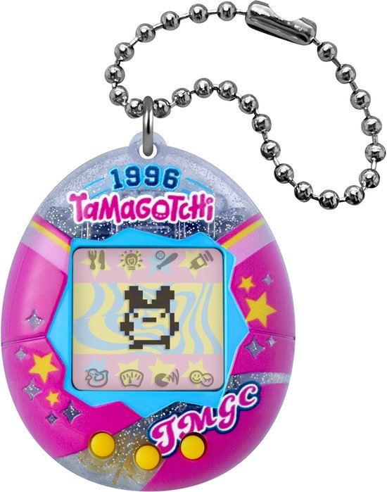 Bandai – Tamagotchi Original – College Sweat – Interactief dier LCD-scherm in het Frans, Mini-spellen – Cadeau-idee Virtueel dier spel – Tamagotchi Roze en Zilver – Kinderspeelgoed 8 jaar en + – 46175