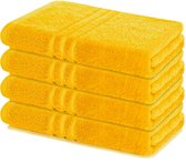 Lavea® Lot de 4 serviettes 70x140 cm – 100 % coton – Douces et absorbantes – Idéales comme serviette de bain, drap de bain ou serviette pour un usage quotidien – Jaune colza