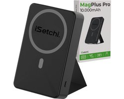 iSetchi MagPlus Pro Powerbank 10.000 mAh – MagSafe-Compatibel – Magnetisch & Draadloos – Compacte Externe Batterij – Draagbare Lader – Zwart