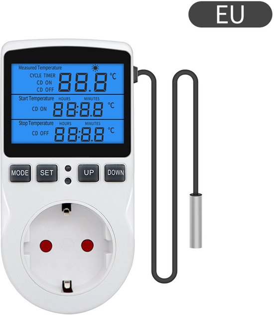 230V stopcontact temperatuurregelaar met sensor, digitale thermostaat en temperatuurschakelaar