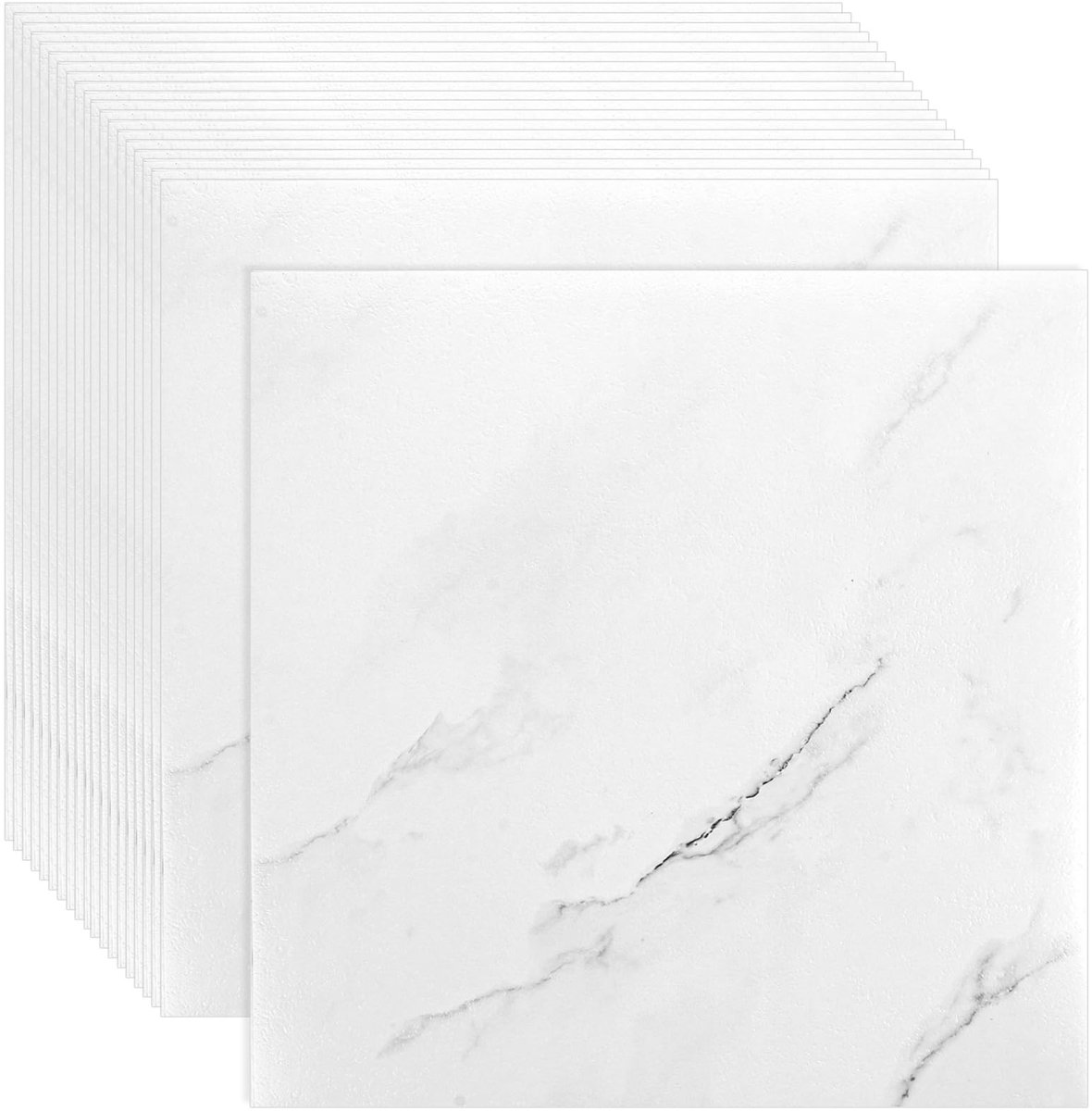 Dailygoods- Vloertegels Zelfklevend - 30 x 30 cm - 20 Stuks - Wit Marmer - PVC Vloertegels - Voor Keuken/Badkamer - Vinylvloer - Vloerbedekking