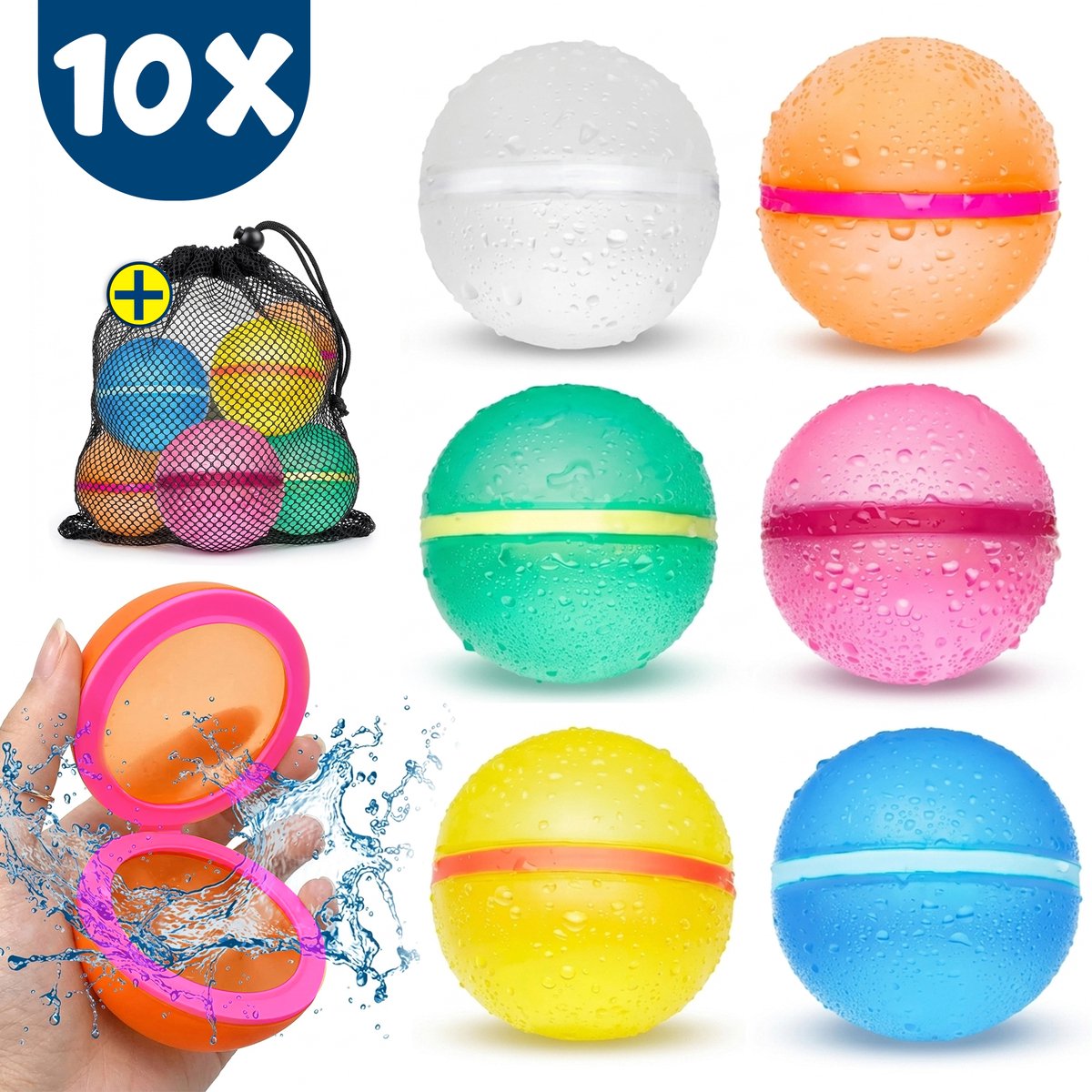 FEMUR Waterballonnen - 10 stuks - Zelfsluitend & Hervulbaar Waterspeelgoed - TikTok - Herbruikbaar - Magnetisch