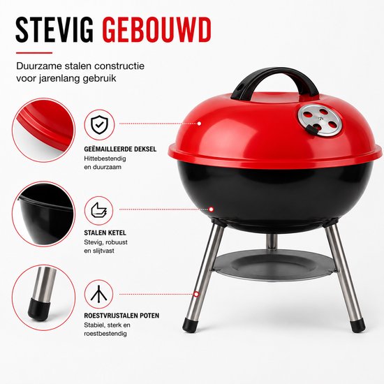 BBQ - compact - ø 35 x 45 cm - bol - Rood van BBQ+ — afbeelding 4