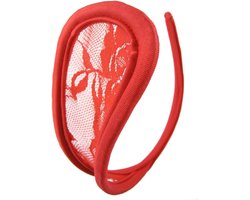 Zeloria C-String met Kant – Naadloze Onzichtbare Slip zonder Bandjes – Rood
