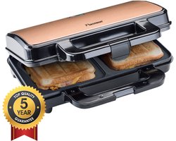 Bestron Tosti apparaat - ASM92XLCO - 900W - Voor 2 tosti's met schelpvorm - Anti aanbaklaag - Koper - 5 jaar garantie