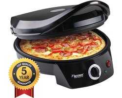 Bestron Pizzaoven tot max. 230 °C, Pizzamaker met boven-/ onderwarmte, voor zelfgemaakte of diepvriespizza's, tarte flambée, quiche of wraps tot Ø 27cm, 1.800 watt, kleur: zwaart
