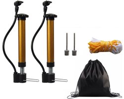 Fietspomp - Bike Pump - Portable Mini Air Pump Set for Sports Balls - Bicycle Tires - Lightweight High Pressure Hand - Foot Pump with Needle Accessories for Balls, Bikes & Inflatable Equipment - 6 Piece Set