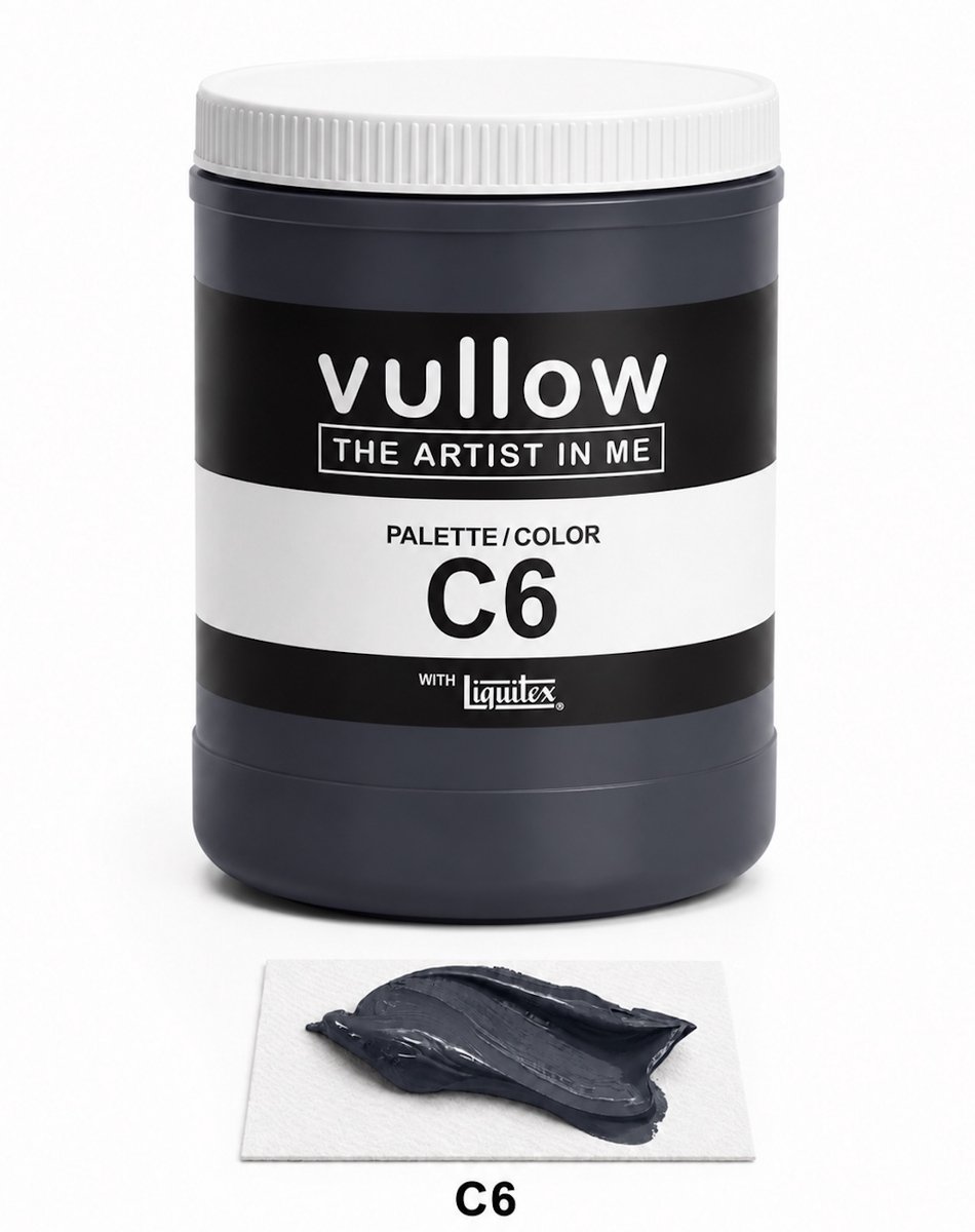 Vullow® Acrylverf C6 Diepblauw Zwart – Mat – 1 Liter – Voor Canvas, Hout en Papier