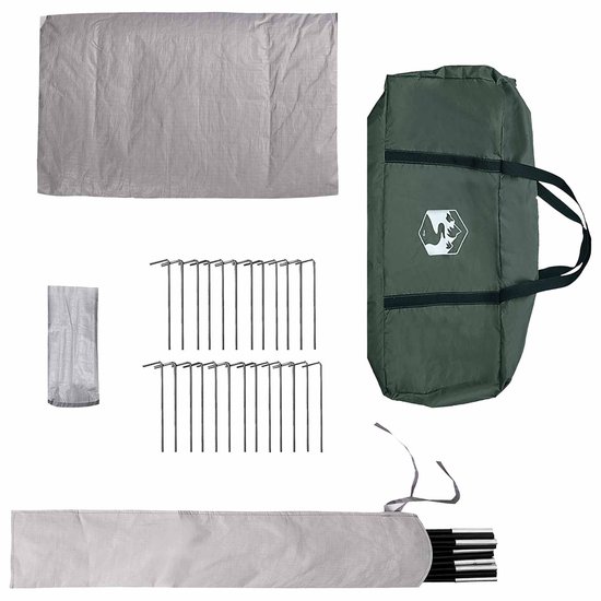 vidaXL - Tipi - Tent - met - dak - Leger - Groen - 250 - x - 250 - cm - Polyester - en - Staal van Vidaxl — afbeelding 5