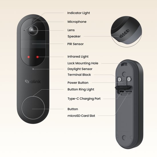 Reolink 2K 4MP Batterij-deurbel - Slimme Detectie & Chime Inbegrepen - 2.4/5GHz WiFi - Nachtzicht - Tweerichtingsspraak - D340B met Chime — afbeelding 2
