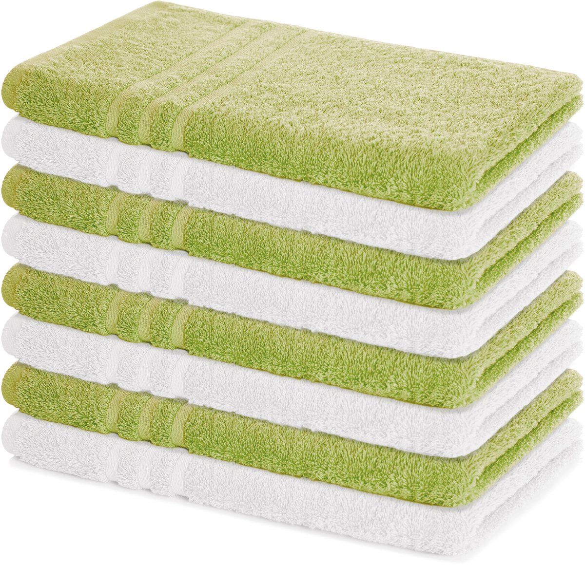 Lavea® Set van 8 Handdoeken 50x100 cm, 100% Katoen – Zacht en Absorberend – Perfect als Handdoek voor Thuis en Hotel – Lindegroen en Wit