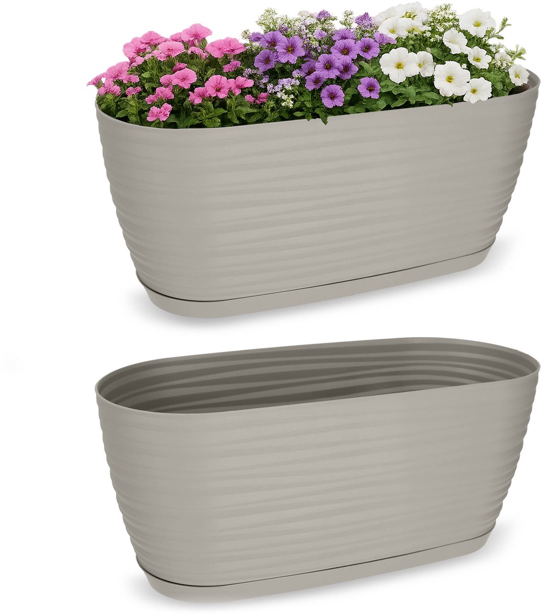 Form-Plastic - Bloembak / Bloempot - kunststof - 26,7x12,6x11,8 cm - lichtgrijs