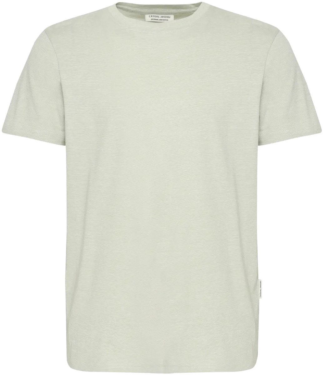 T-shirt met microsneeuwstripes Casual Friday Thor Groen