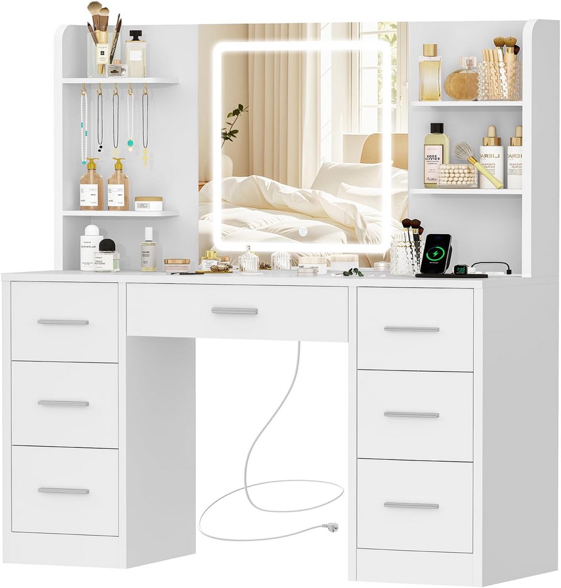 Kaptafel met Spiegel en Verlichting - Make-up Tafel - Make-up tafel - Cosmetica