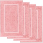 Lavea® Set van 4 Badmatten 50x80 cm Zacht en Absorberend – 100% Katoen, Wasbare Badkamermatten – Ideaal als Douche- of Badmat - Pastelroze