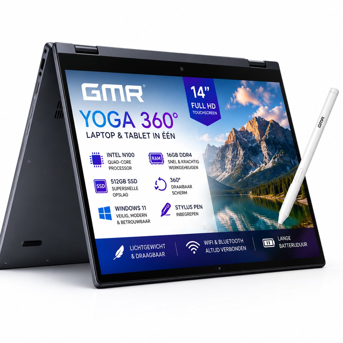 GMR YOGA 360° 14 inch Touchscreen | N100 | 16GB | 512GB SSD thumbnail 4