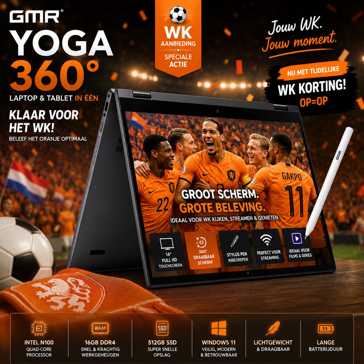 GMR YOGA 360° 14 inch Touchscreen | N100 | 16GB | 512GB SSD thumbnail 2