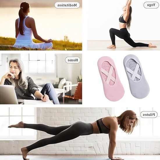 Pilates en Yoga Sokken voor Vrouwen en Meisjes, 4 Paar Antislip Sportsokken voor Fitness, Barre en Dans — afbeelding 5