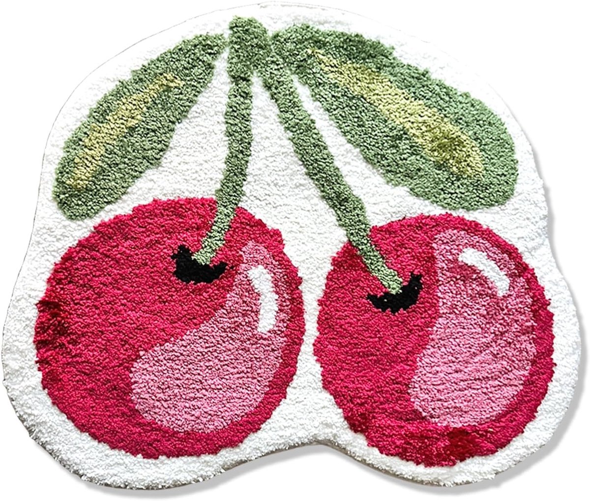 Rutschfeste Badmat voor de Badkamer, Shaggy Badteppich in Obstform, Waschbaar en Antislip, 50 x 60 cm voor Veiligheid en Comfort