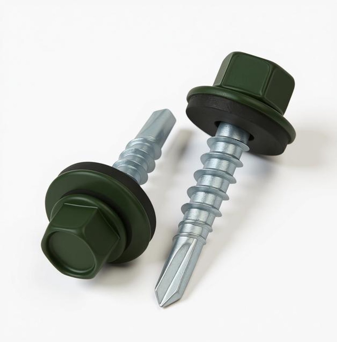 ElleMooi 4.8 x 25 mm Dakschroeven Zeskantkop Zelfborend Meerkleurig RAL 6020 Chroomoxyde groen met EPDM Afdichtring Roestbestendig Verzinkt Gehard (50 Stuk)