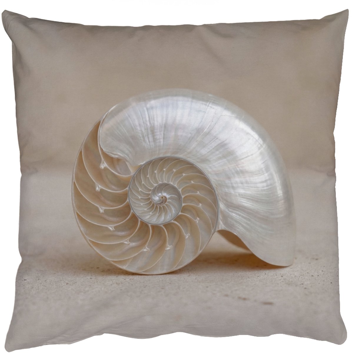 Sierkussens - Kussentjes Woonkamer - 40x40 cm - Schelp - Spiraal - Beige
