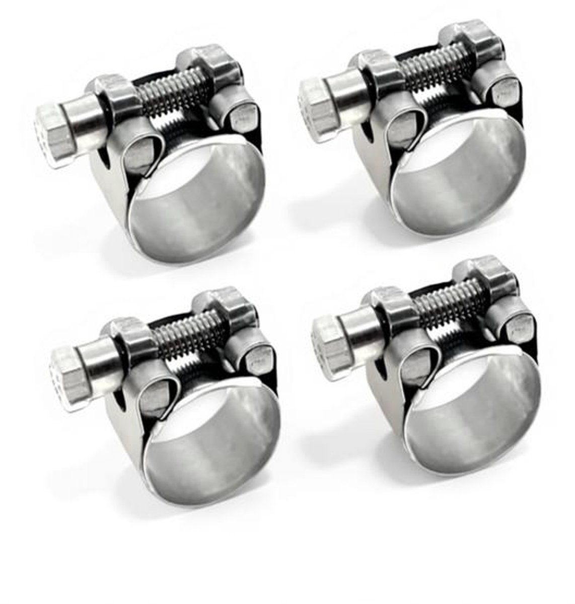 ElleMooi T-bout slangklemmen 20-22 mm, 304 roestvrijstaal, breedband, 4 stuks