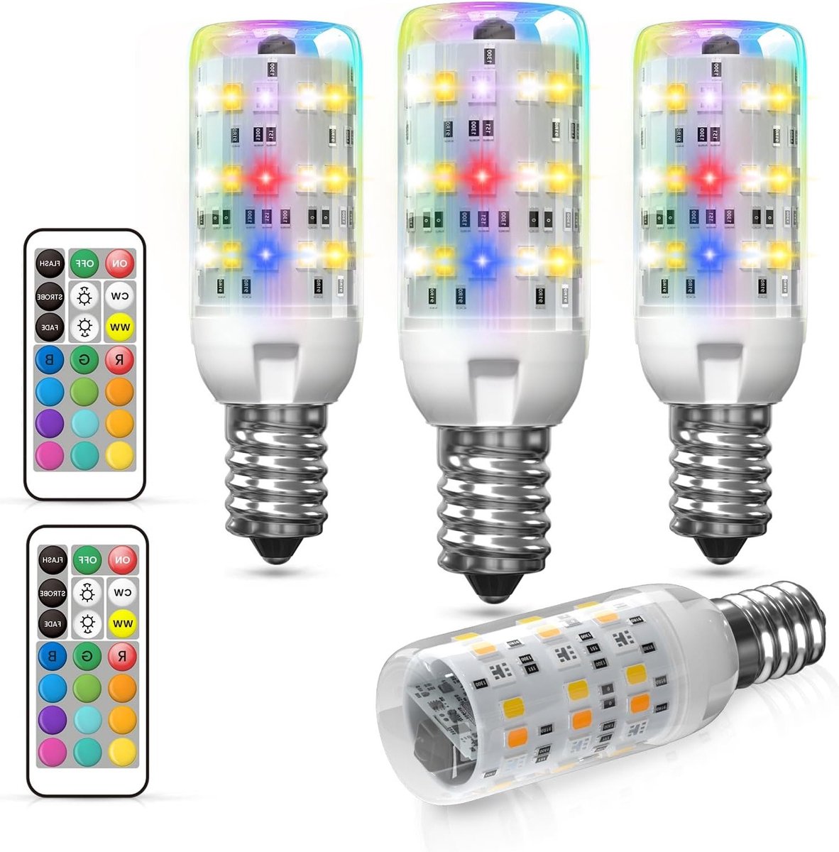 Dimbare E14 LED Lamp met Afstandsbediening, Kleurverandering, Warm en Koud Wit, Perfect voor Woonkamer, Slaapkamer en Feesten (4 Stuks)