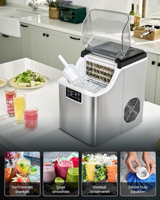 IJsblokjesmachine - IJsmaker - Drankjes Koelen - Roestvrij staal - 22 kg per dag - Zilver — afbeelding 3